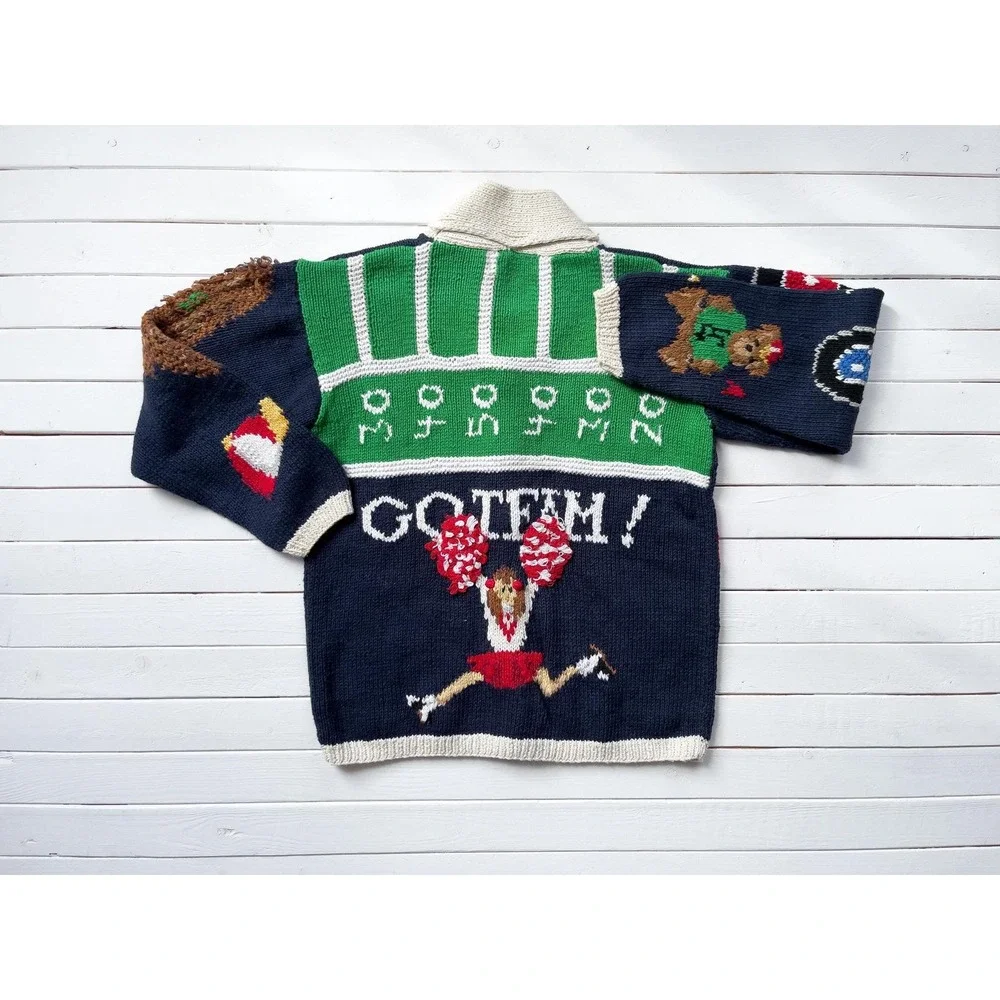 school teacher sweater‎ vtg Eagle's Eye football cheerleader letterman cardigan - Picture 4 of 6